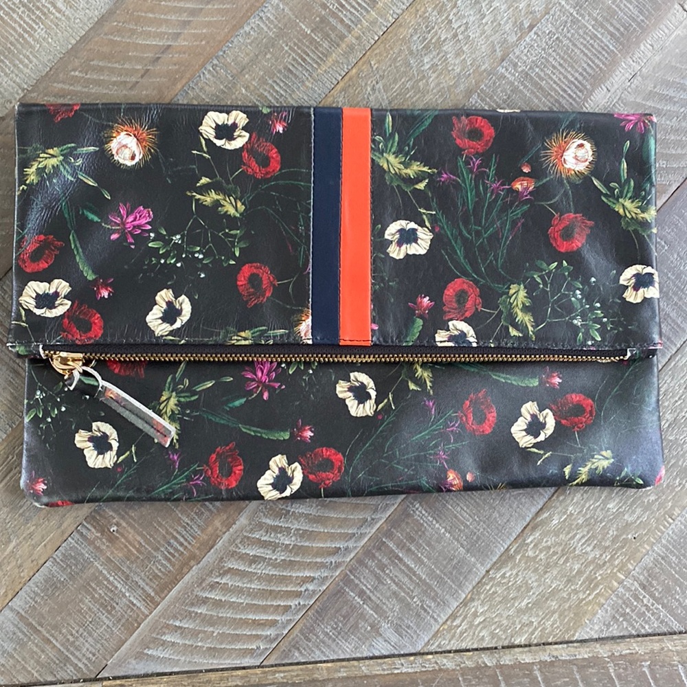 Clare V Floral fold over clutch